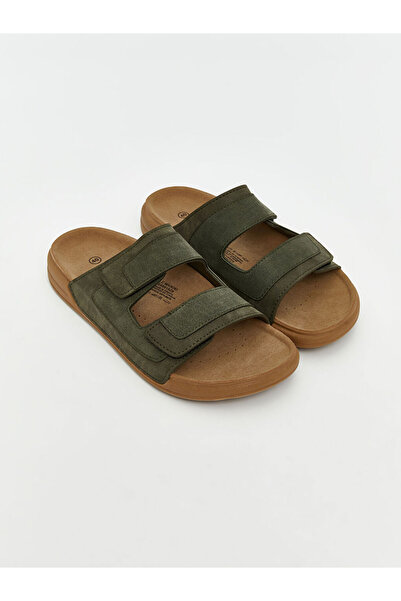 LC Waikiki Khaki Double-Strapped Velcro Men's Slippers from Güli̇s Gi̇yi̇m