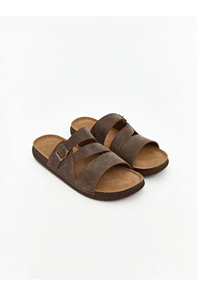 LC Waikiki Brown suede-look men's slippers from güli̇s gi̇yi̇m