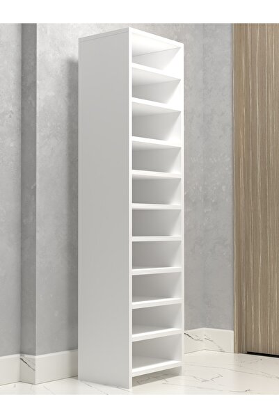 Kenzlife Kapaklı Ayakkabılık Bosnevi Mat Beyaz Suntalam 155*060*30 Otuz Çift Ayakkabı Kapasitesi Arkalıksız