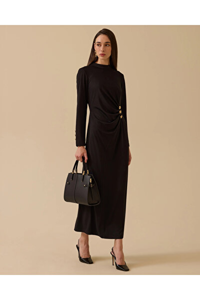 SCL Draped Crepe Dress with Metal Accessories