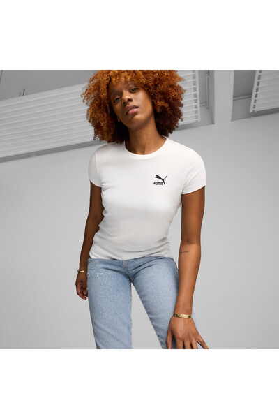 Puma Womens CLASSICS Ribbed Slim Tee - White