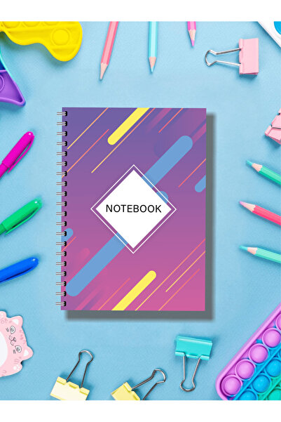 BULUT DİJİTAL A4 Spiral Cardboard Cover - Set of 4 - Checkered - School Notebook - 80 Sheets