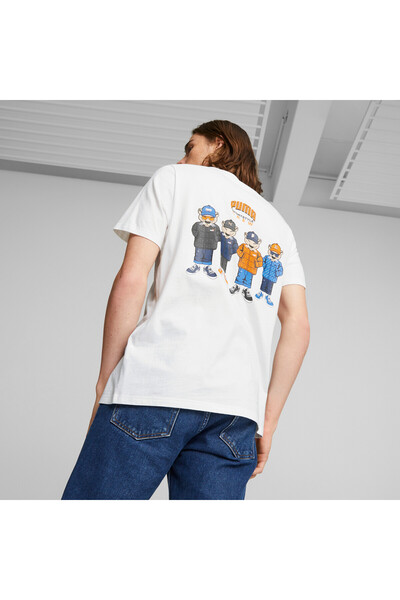 Puma Mens SPORTSTYLE CREW Graphic Tee - White