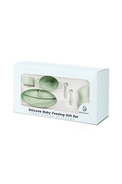 BABYDREAM Silicone Feeding Gift Set - Green - 7 Pcs