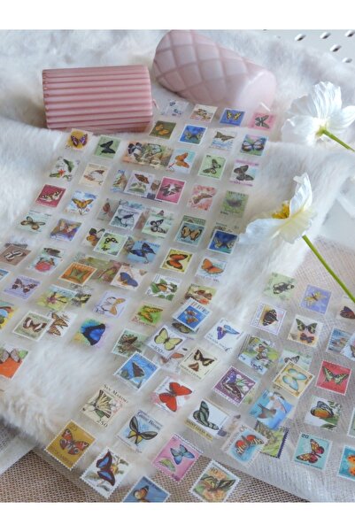 Nova Crafts Butterfly Temalı mini PUL Sticker Seti 160 STICKER (8 sayfa)