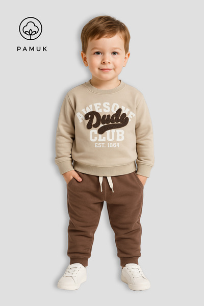 HK HOPKİDS Αγόρια Κοστούμια Σουζέν Κεντημένα με δύο κλωστές Me ελαφρύ lt Top Set