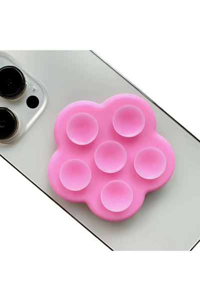 OEM PopSocket for phone, Phone holder function, Tile/glass attachment, Flower pattern, Silicone, Pink