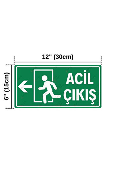 Atalya Reklam ve Tasarım Emergency Exit Sign - Left Direction - Uv Printing on Dekota - 12.5cm X 25cm