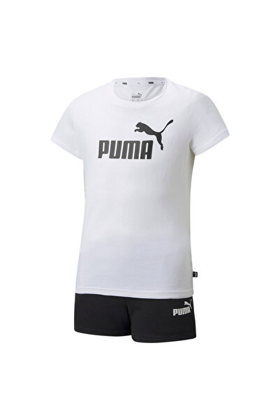 Puma Youth Girls Logo Tee and Shorts Set - White