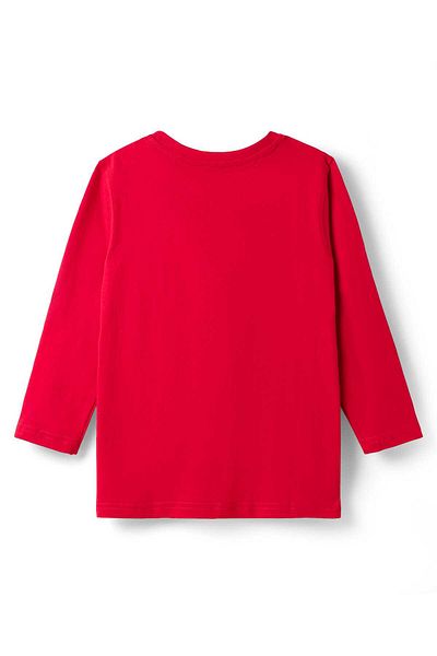 Pine kids Cotton Knit Full Sleeves Solid T-Shirt with Brand Logo - Red