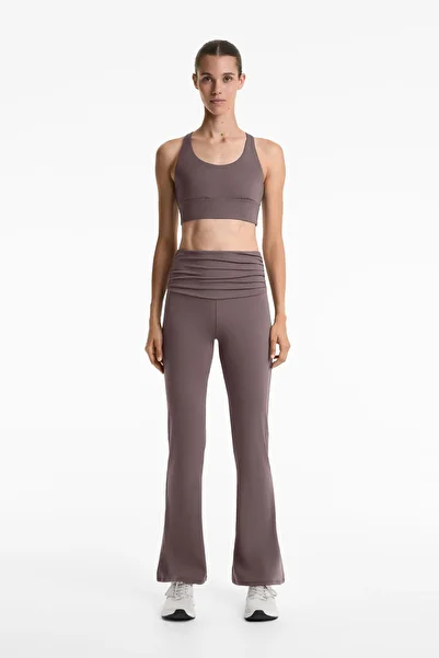 Oysho High rise Comfortlux flare trousers with gathered waist