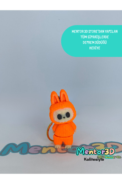 Mentor 3D Store Labubu Keychain 3D Animated Character Figure (1 Piece) + Earthquake Whistle Gift