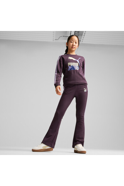 Puma Youth Girls Flared Sweatpants - Purple