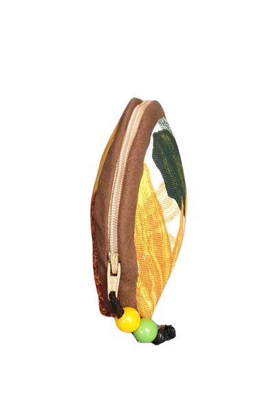 Uretti - Sibel 2453 1417 Handmade Yellow Leaf Patterned Mini Wallet