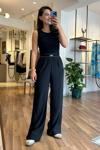 Unique Boutique Black Crepe Fabric Palazzo Trousers