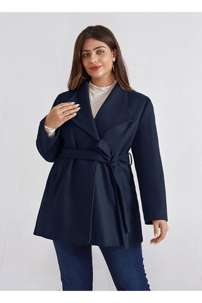 Hanna Nikole Elegant women's coat, thick, casual, Blue 48