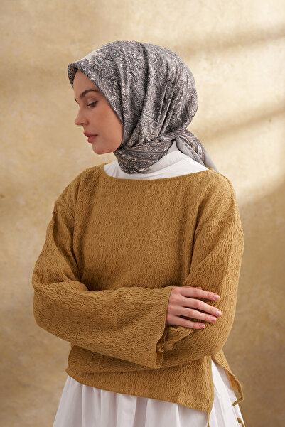 ARMANDA Floş Viscosin Jardin Pattern Scarf - Silver