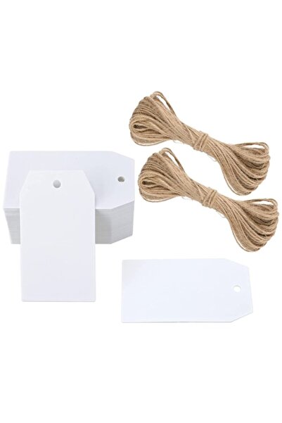 Createur Set 100 Buc Etichete decorative cu gaura si snur dreptunghiulare, si...