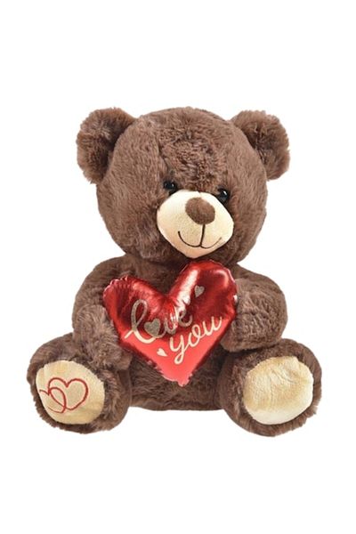 OEM Brown Teddy Bear with Red Heart 'Love You', 24x17x25 cm