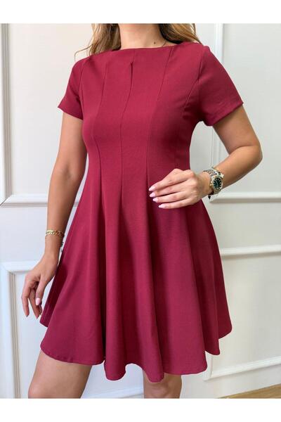 Size Özgü Burgundy Flounce Dress