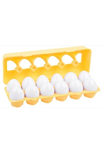 Jumbo Set 12 eggs in carton with geometric shapes, Montessori logic and association toy, recommended from