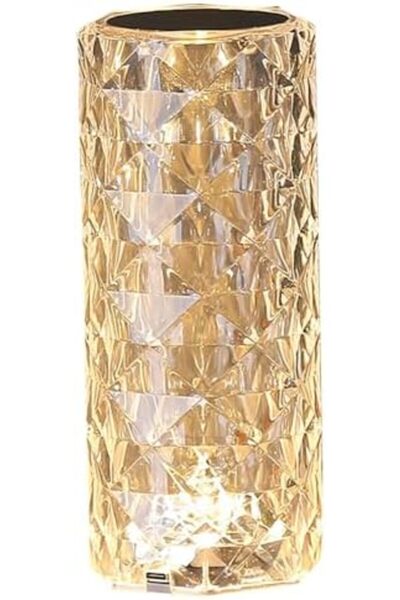 Baytion مصباح طاولة كريستالي، إضاءة لمس ماسية وردية RGB، 16 لونًا مع USB وجها...