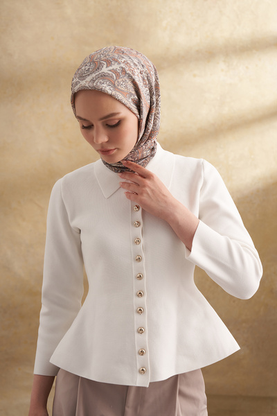 ARMANDA Floş Viscosa Bahia Pattern Scarf - Powder