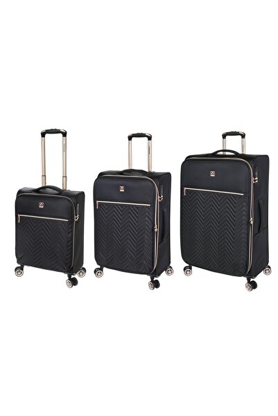 Diplomat Set troler Monaco, 1 bagaj de cabină și 2 bagaje de cală, fermoar antifurt, poliester, TSA, negru
