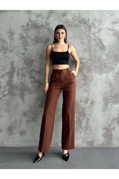FERZOLAİO Brown Palazzo Pants Without Back Pockets