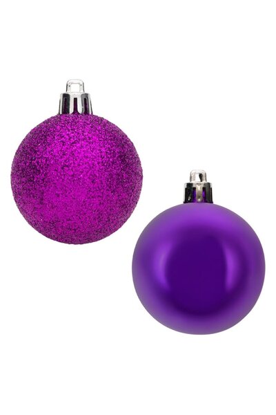 OEM Set globuri cu sclipici pentru bradul de Craciun, xmas, Mov, 3 cm, 20 buc