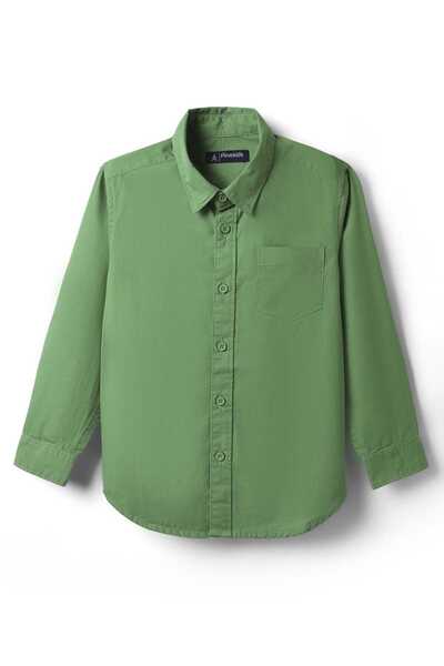 Pine kids 100% Cotton Full Sleeves Solid Colored Shirt - Green