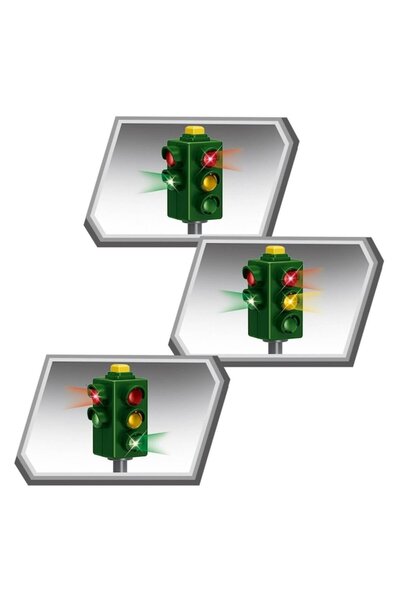 MYONNA IT & E- COMMERCE JIN JIA TOYS Traffic Light Play Set, Sound & Light, 3 Pieces, Multicolor