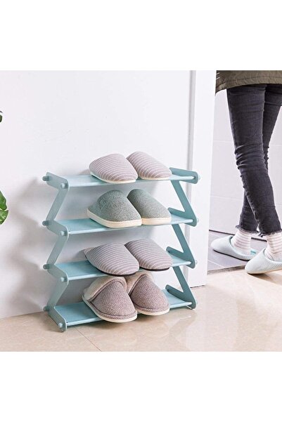 FOXMAG24 Organizator de pantofi, tip raft, în formă de Z, cu 4 rafturi, albastru