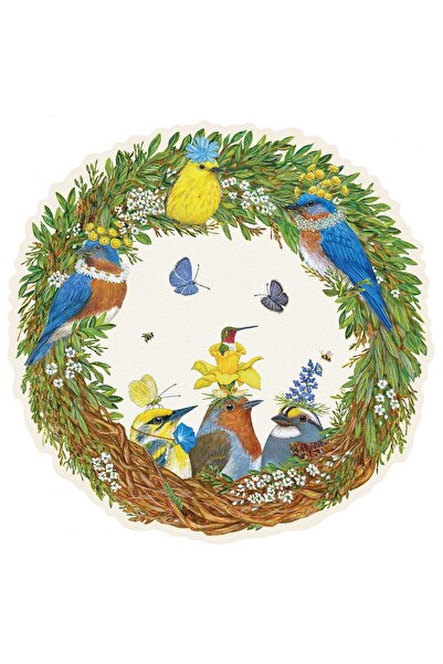Hester & Cook Σετ 12 Πατάκια Τραπεζιού με Σχέδιο Κορώνα Πουλιών