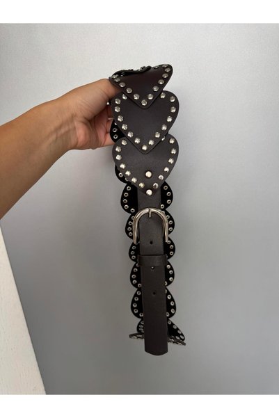 Tina İstanbul Heart Accessory Belt Bitter Brown