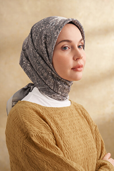 ARMANDA Floş Viscosin Jardin Pattern Scarf - Silver