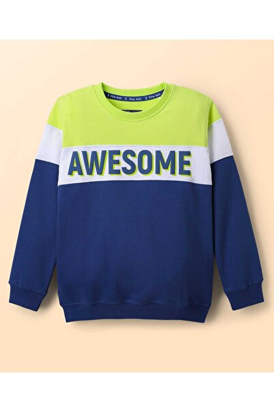 Pine kids سويت شيرت قطني محبوك بأكمام طويلة مع طباعة رائعة وتصميم قص وخياطة -...