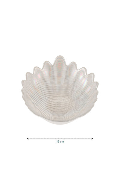 LC Waikiki Lc Ma Bella Bright White Seashell Figured Glass Snack Set of 2 15 cm