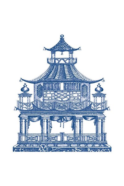 Caspari Set de 4 șervețele de masă cu decupaj în formă de pagodă în stil chin...