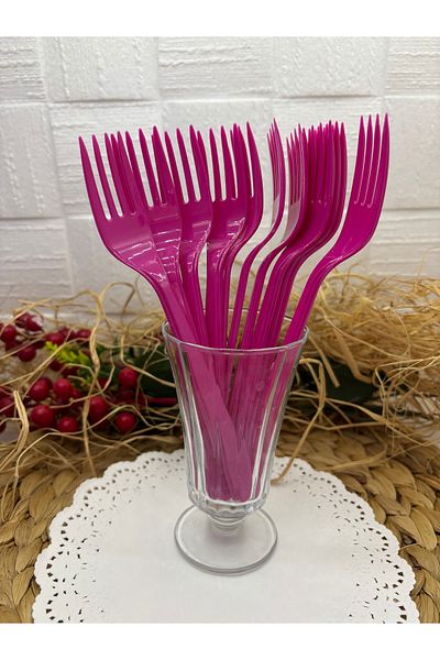 Deniz Party Store Fuchia Plastic Disposable Forks 25 Pieces