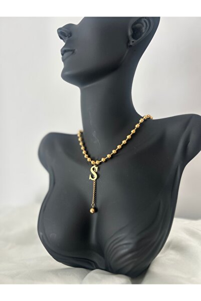 Veloura Acc. Boncuk Detay Çelik S Harfi Kolye