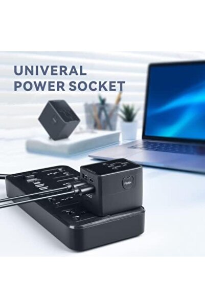 Baytion محول سفر عالمي، محول طاقة الكل في واحد مع طاقة ذكية 5.6 أمبير، 3.0 أمبير USB Type-C، W