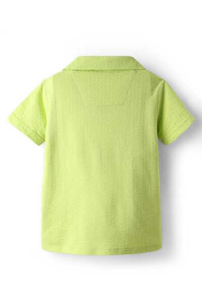 Pine kids Woven Half Sleeves Shirt With Textured Design - Light Green