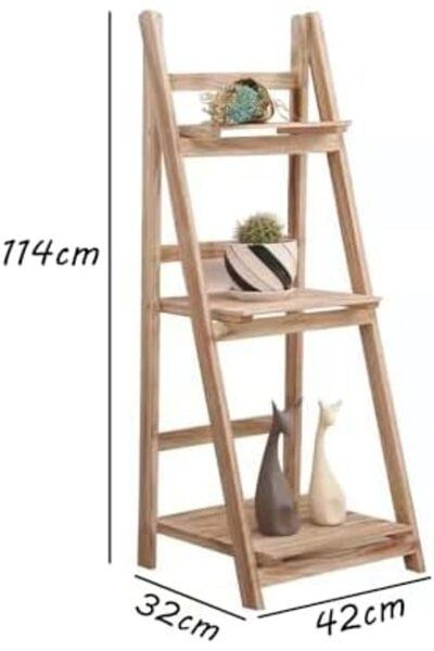 genric FFD 3 Tier Wood Ladder Shelf - Decorative Pot Stand for Indoor Plants, Multipurpose