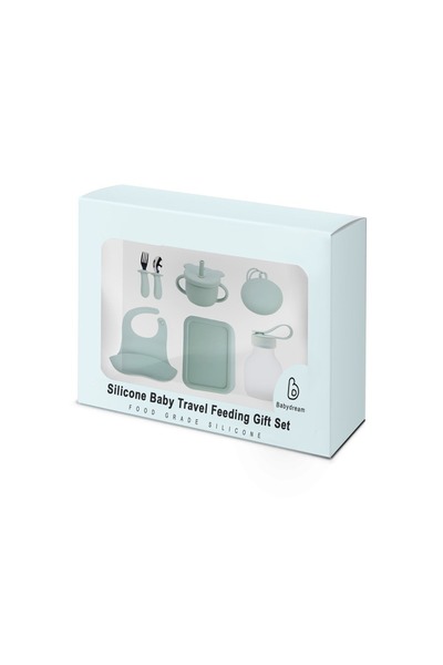 BABYDREAM Silicone Travel Feeding Gift Set - Green - 7 Pcs
