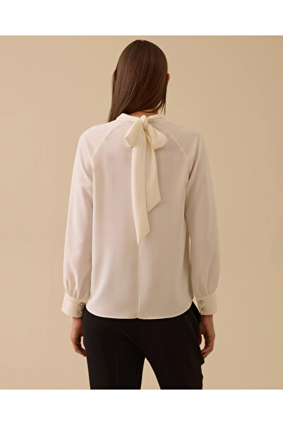 SEÇİL Stand Collar Pleated Detailed Blouse