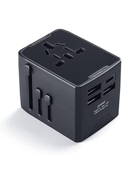 Baytion Universal Travel Adapter, All in One Power Adapter with 5.6A Smart Power, 3.0A USB Type-C, W