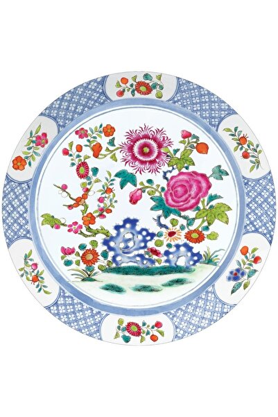 Caspari Set de 4 farfurii din porțelan cu flori chinezești