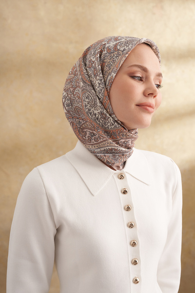 ARMANDA Floş Viscosa Bahia Pattern Scarf - Powder