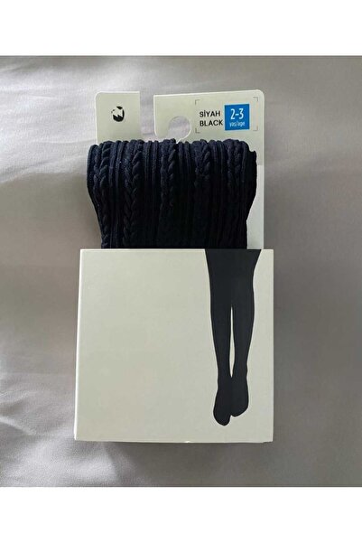 DÜVEN Girl's Seasonal 80 Den Knit Ted Patterned Black Pantyhose (Back to School)